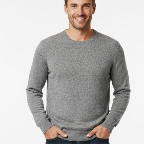 Quince Men's Mongolian Cashmere Waffle Sweatshirt Sweater Grey Large  Like New - Picture 1 of 10